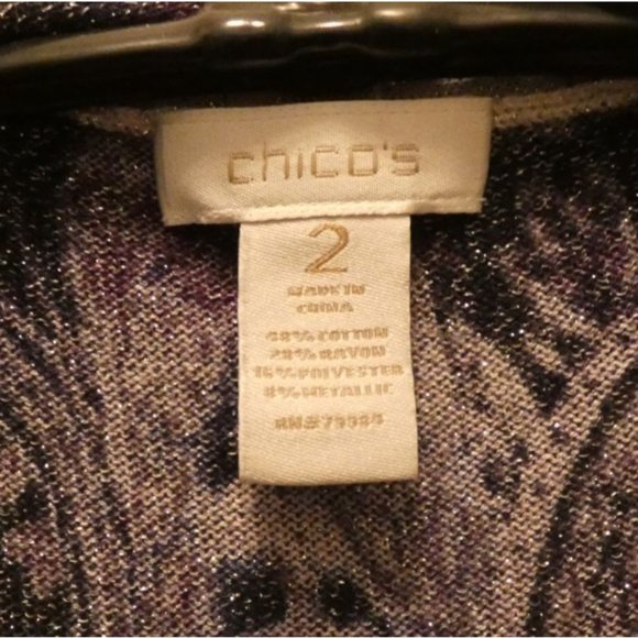 Women's Purple and Metallic Long sweater Cardigan, Large, Chico's - Picture 2 of 4